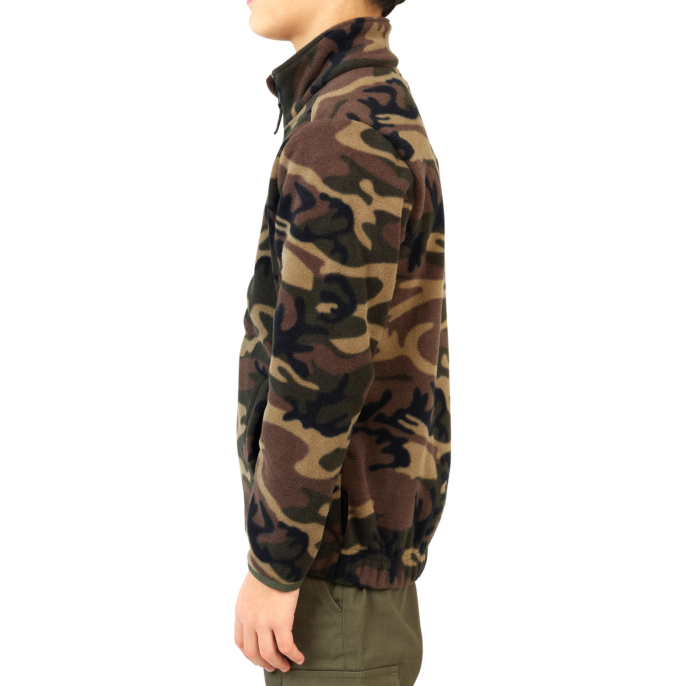 Forro Polar Niños Solognac 100 Cálida Camuflaje Verde Militar 3/6