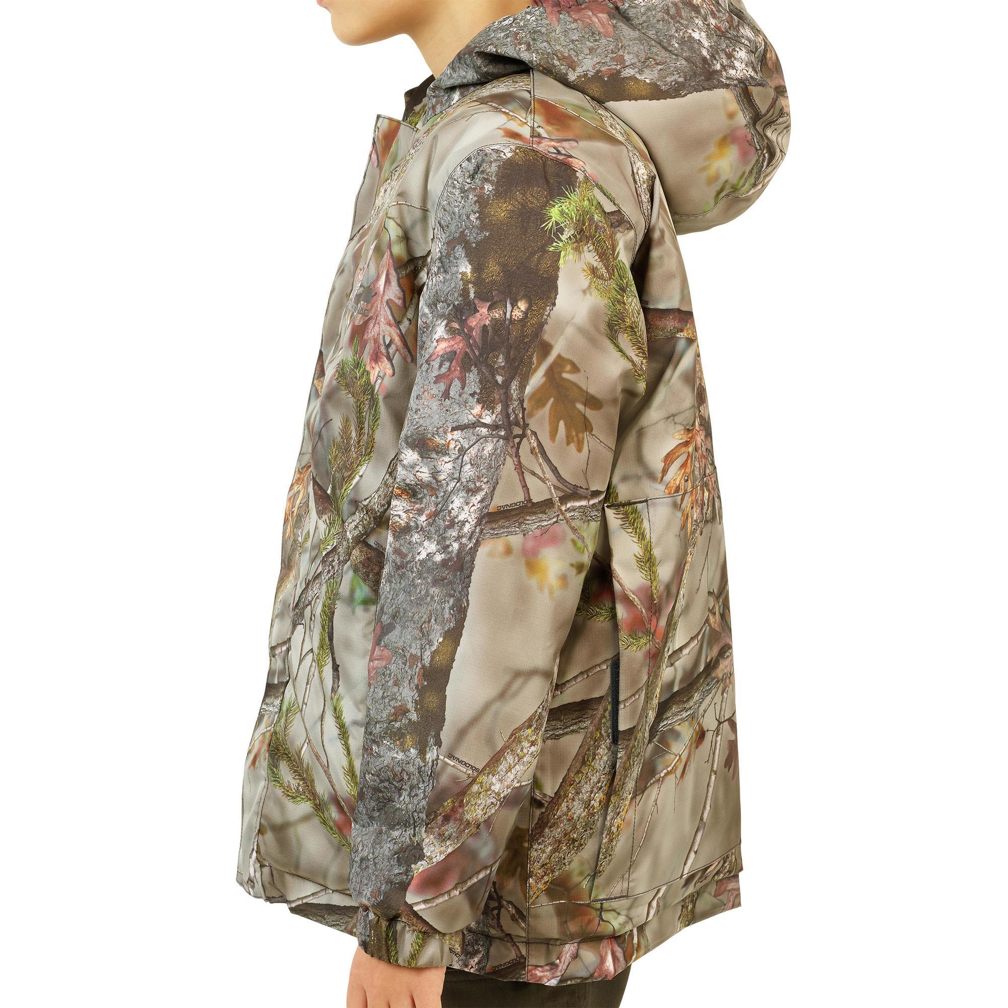 WARM WATERPROOF HUNTING JACKET SIBIR 300 JUNIOR CAMOUFLAGE KAMO-BR