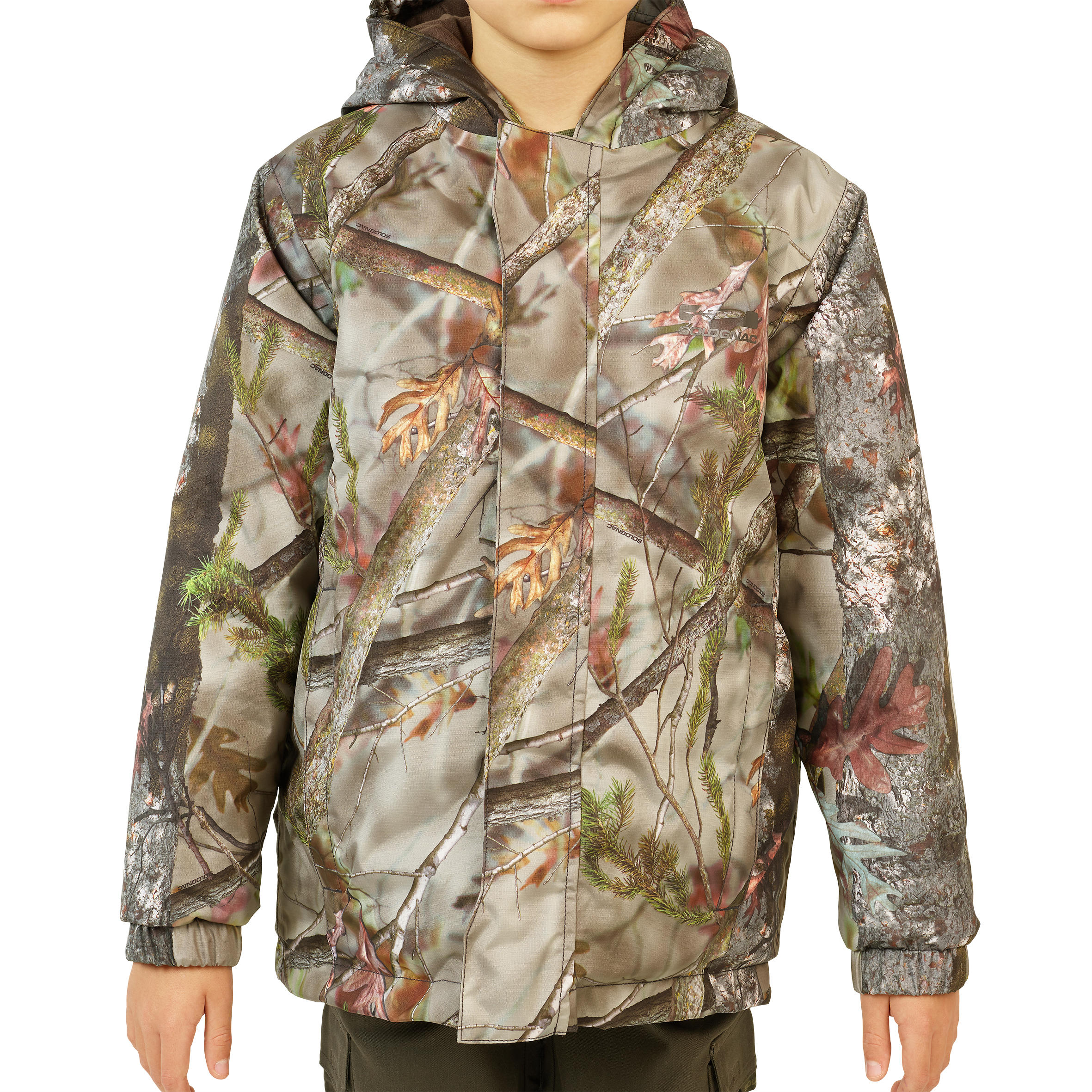 WARM WATERPROOF HUNTING JACKET SIBIR 300 JUNIOR CAMOUFLAGE KAMO-BR