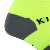 Kids' Football Socks Viralto Solo - Neon Yellow with Stripes