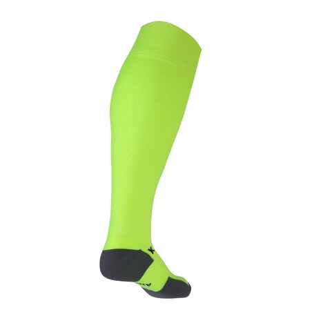 Kids' Football Socks Viralto Solo - Neon Yellow with Stripes