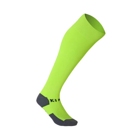 Chaussettes de football rayée enfant VIRALTO SOLO jaune fluo