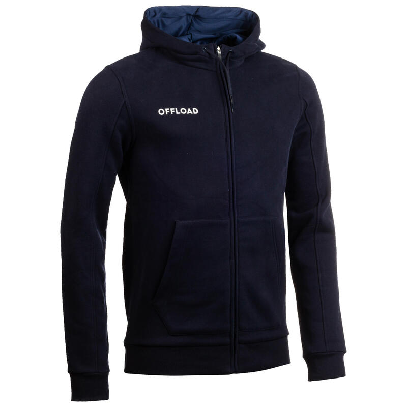 Gemoltoneerde hoodie voor rugby kinderen Club R500 met rits blauw