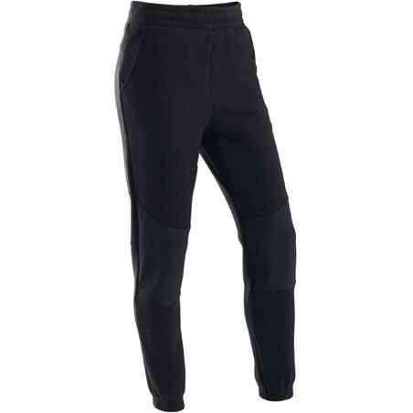 Pantalon chaud slim, coton respirant, résistant 500 garçon GYM ENFANT noir