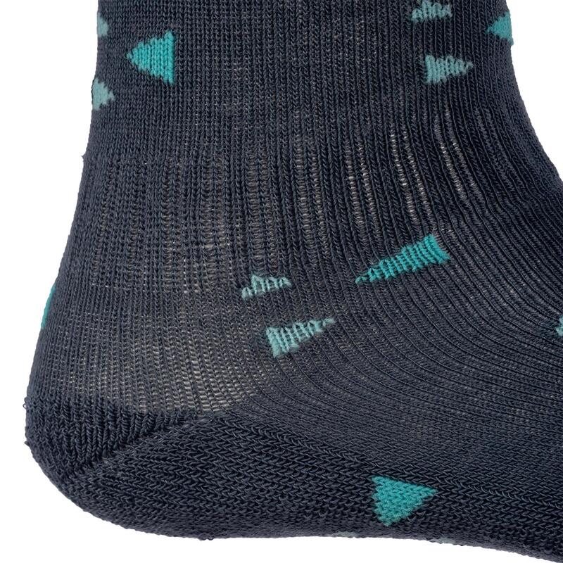 Calcetines Equitación Fouganza 500 Bebe Gris Turquesa Motivos