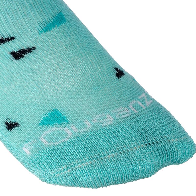 Chaussettes équitation 500 BABY gris et turquoise avec motifs