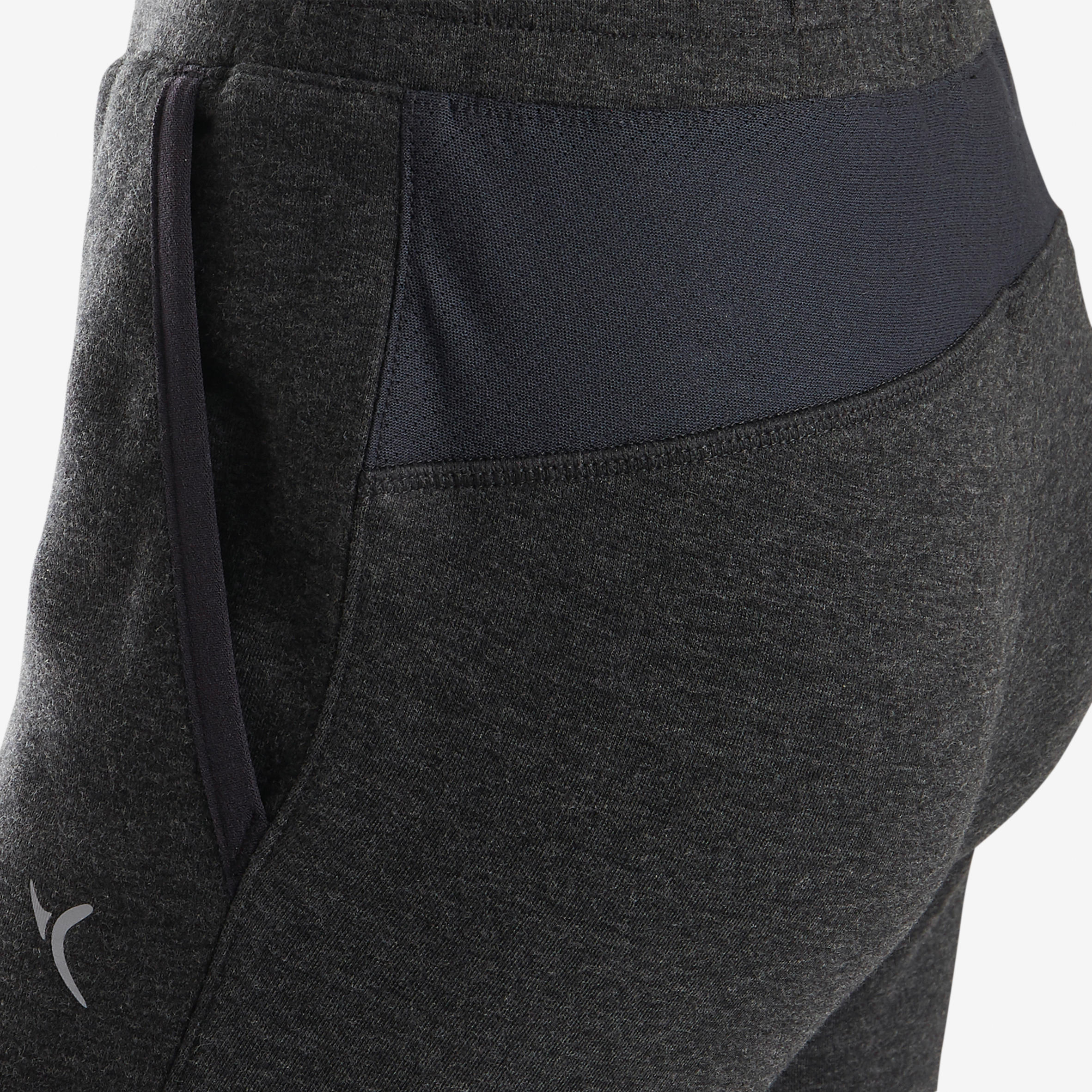 Boys' Warm Slim-Fit Breathable Cotton Reinforced Gym Bottoms 500 - Grey 5/7