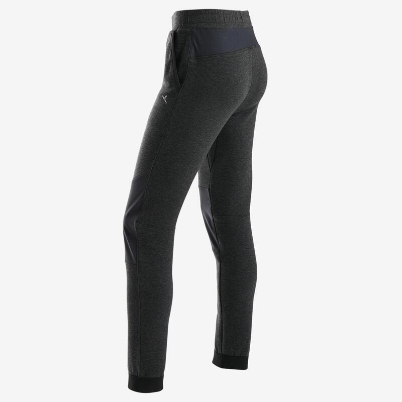 Pantalon chaud slim, coton respirant, résistant 500 garçon GYM ENFANT gris