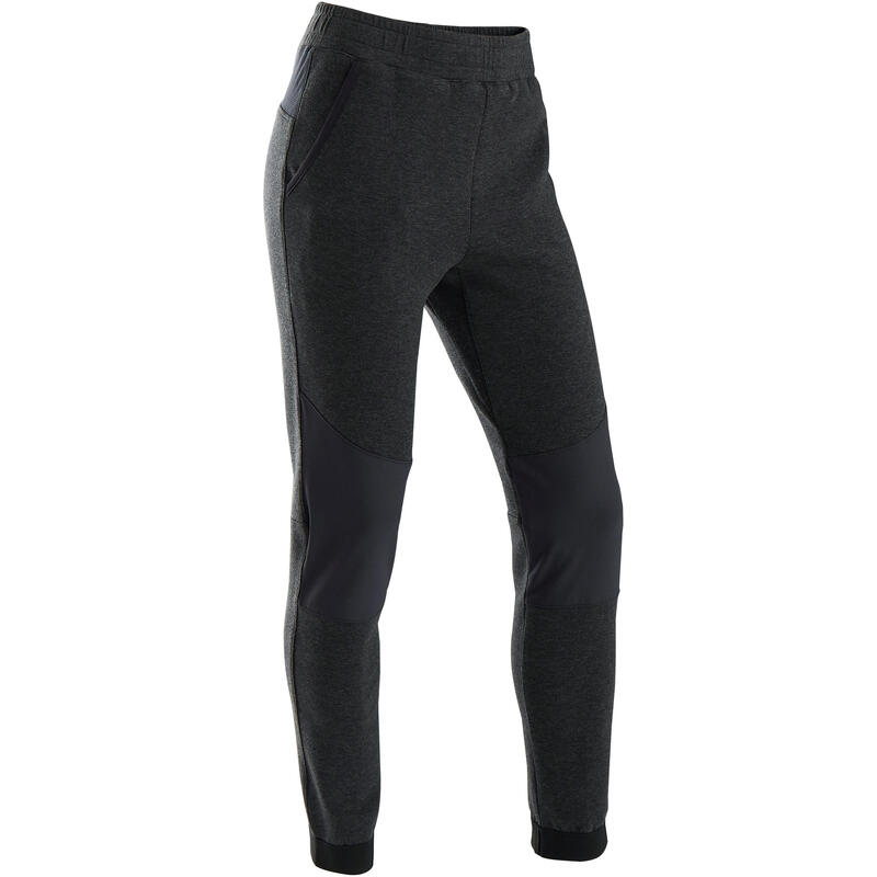 Pantalon chaud slim, coton respirant, résistant 500 garçon GYM ENFANT gris