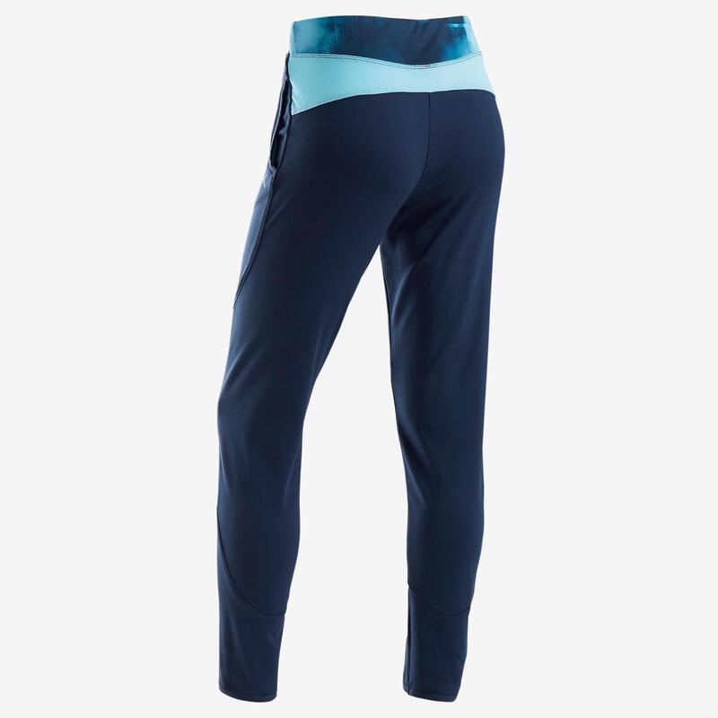 Pantalón cálido transpirable S500 niña GIMNASIA INFANTIL marino/cintura azul