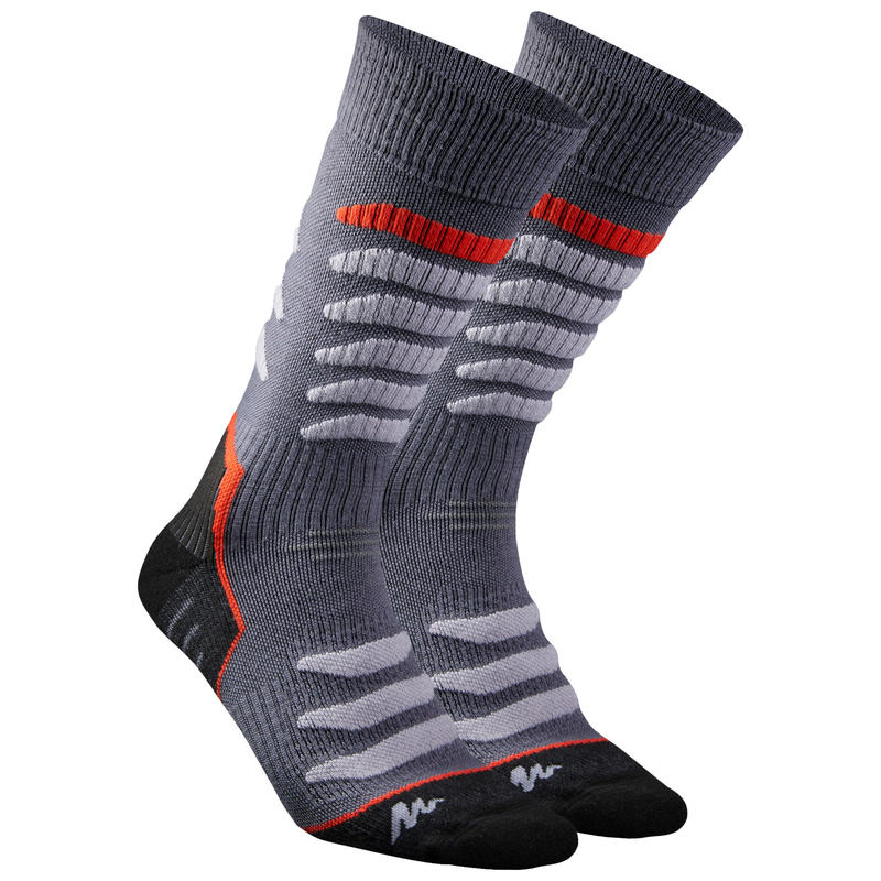 Bas de randonnée neige adulte SH920 x-warm moyens gris rouges. Bas de randonnée neige adulte SH920 x-warm moyens gris rouges.