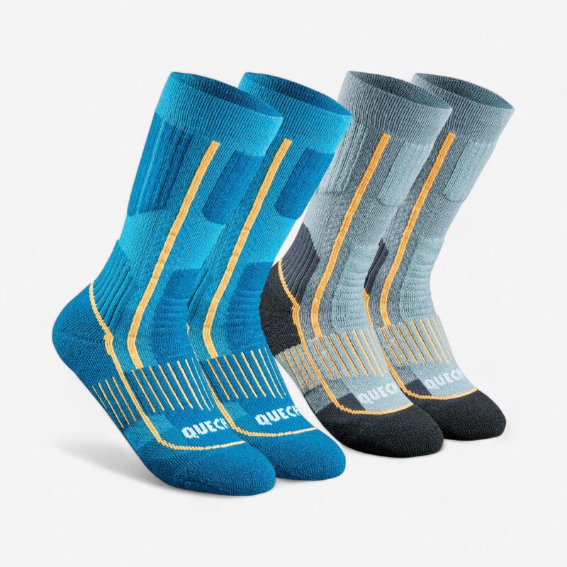 Chaussettes chaudes de randonnée - SH520 WARM MID - enfant X2 paires
