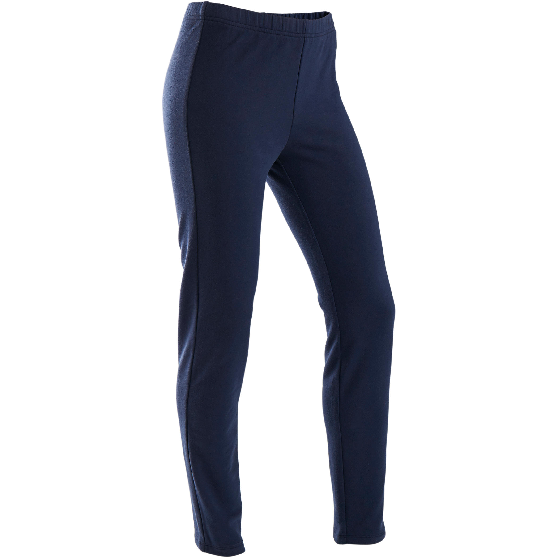 100 Boys' Warm Slim-Fit French Terry Gym Bottoms - Navy Blue 1/3