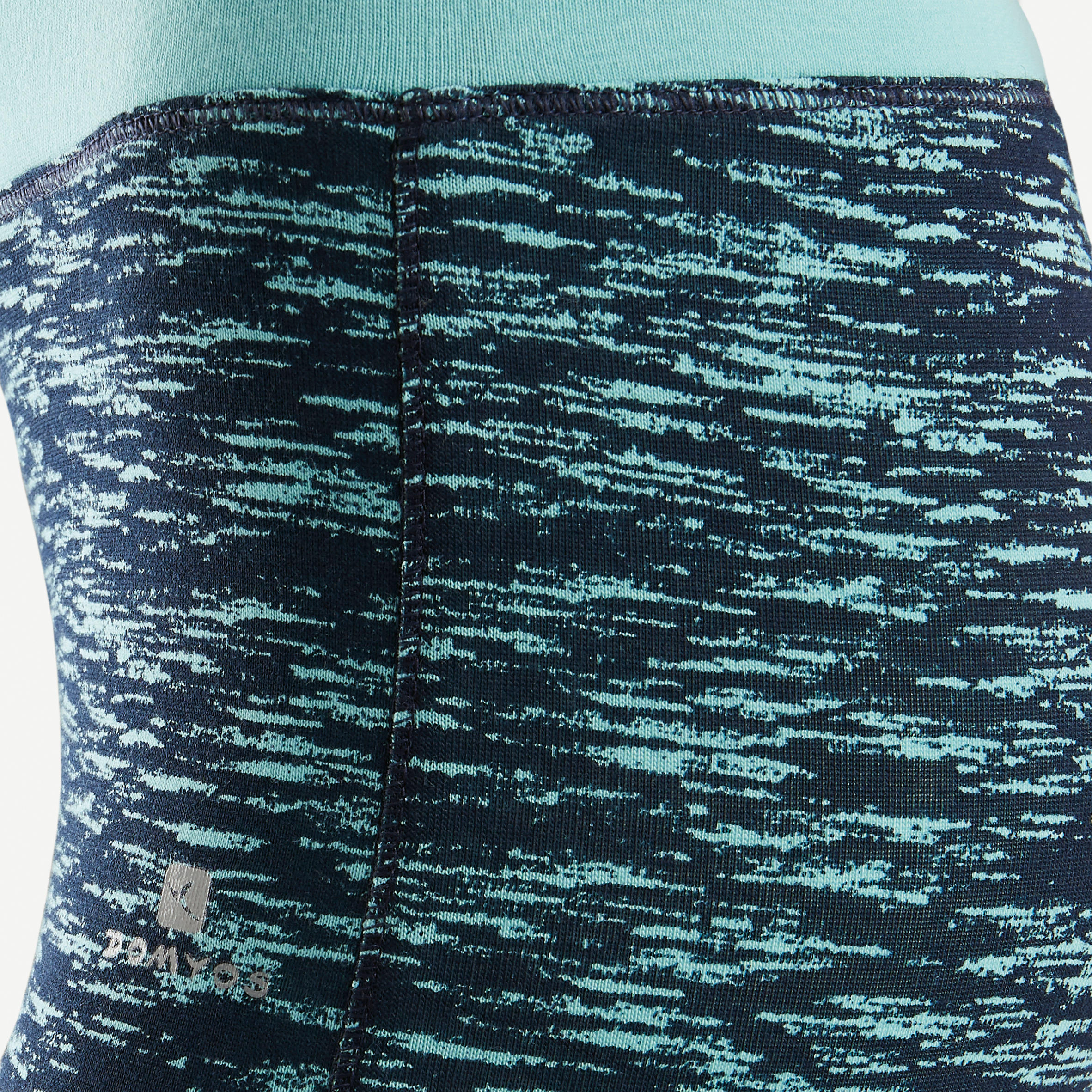 Girls' Breathable Cotton Gym Leggings 500 - Blue Print 4/4
