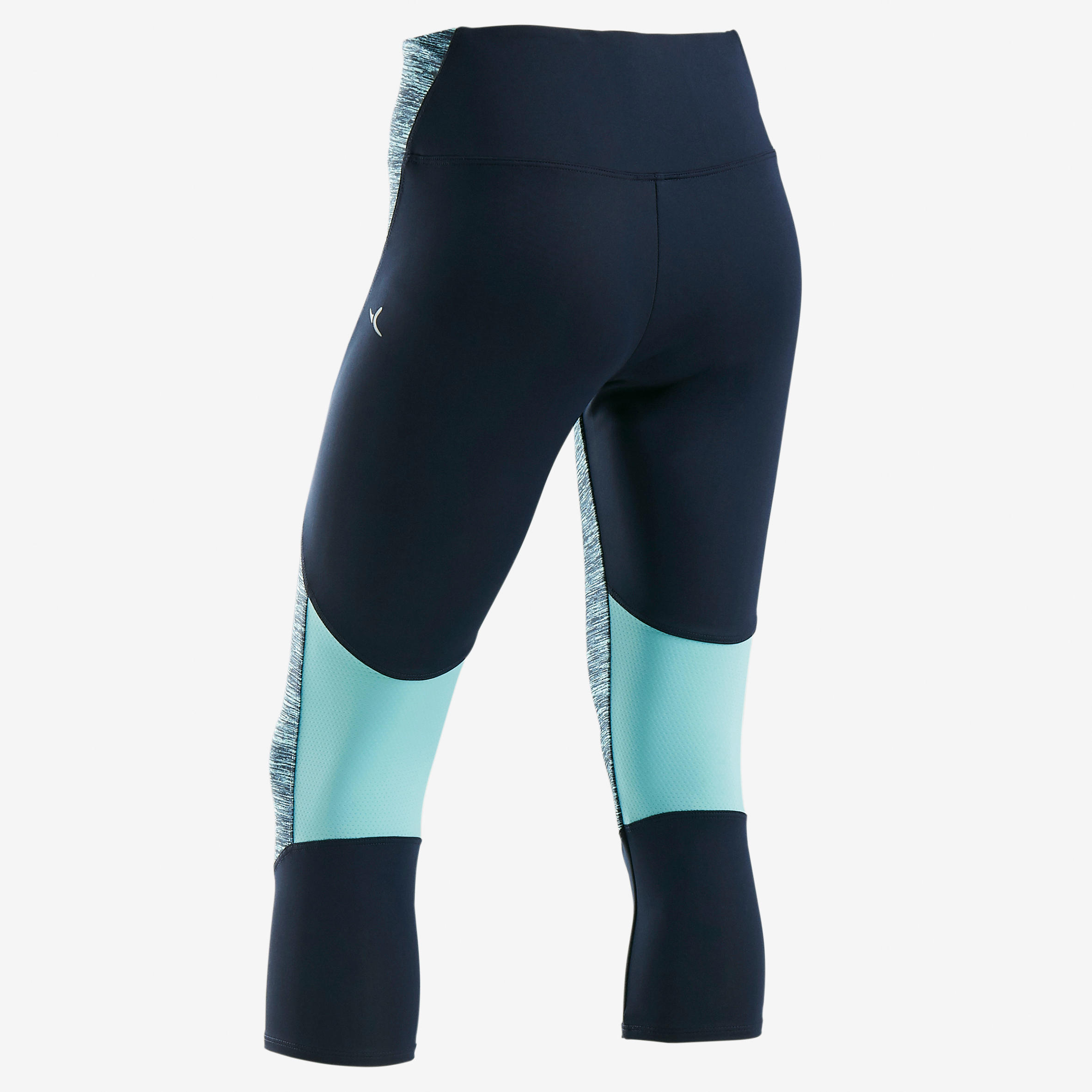 S500 Girls' Breathable Synthetic Cropped Gym Bottoms - Blue 3/6
