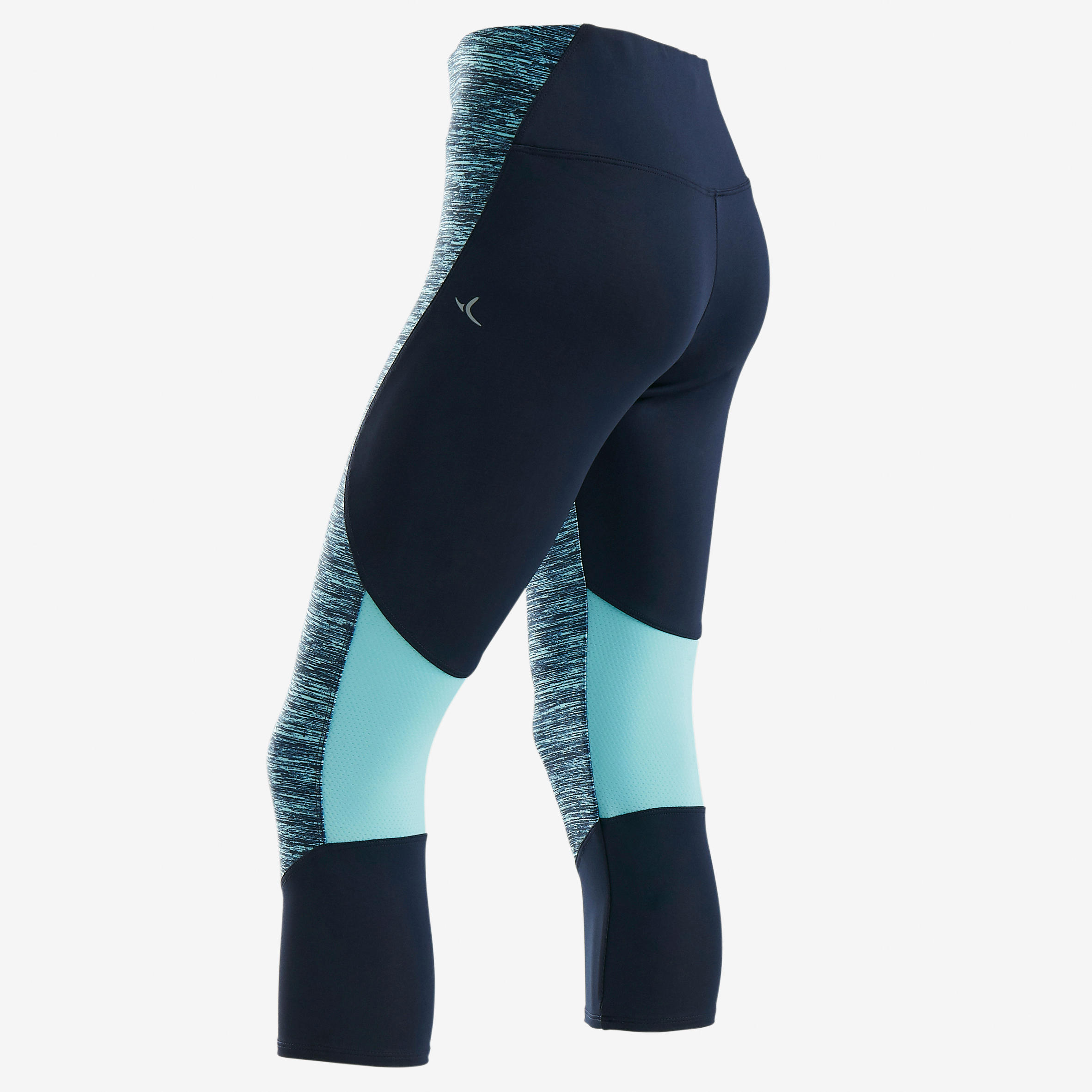 S500 Girls' Breathable Synthetic Cropped Gym Bottoms - Blue 2/6