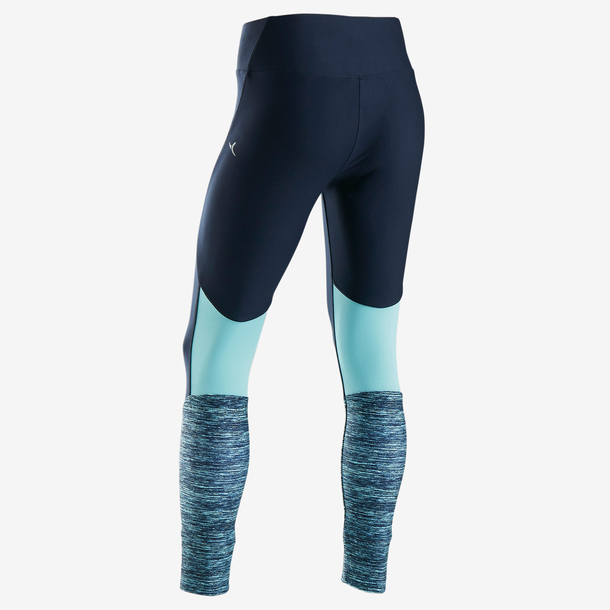 S500 Girls' Breathable Synthetic Gym Leggings - Blue 3/5