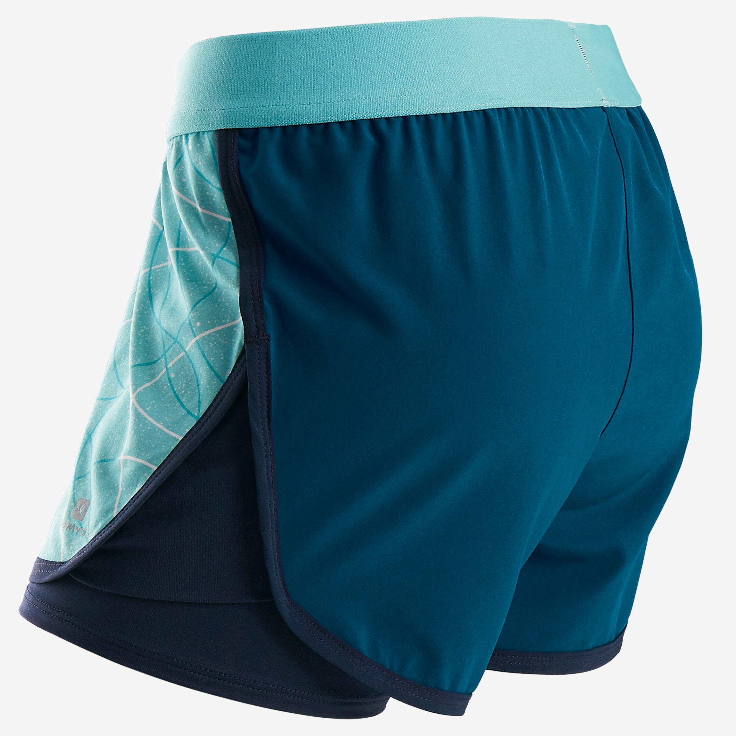 W900 Girls' Breathable Gym Shorts - Blue Print 2/6