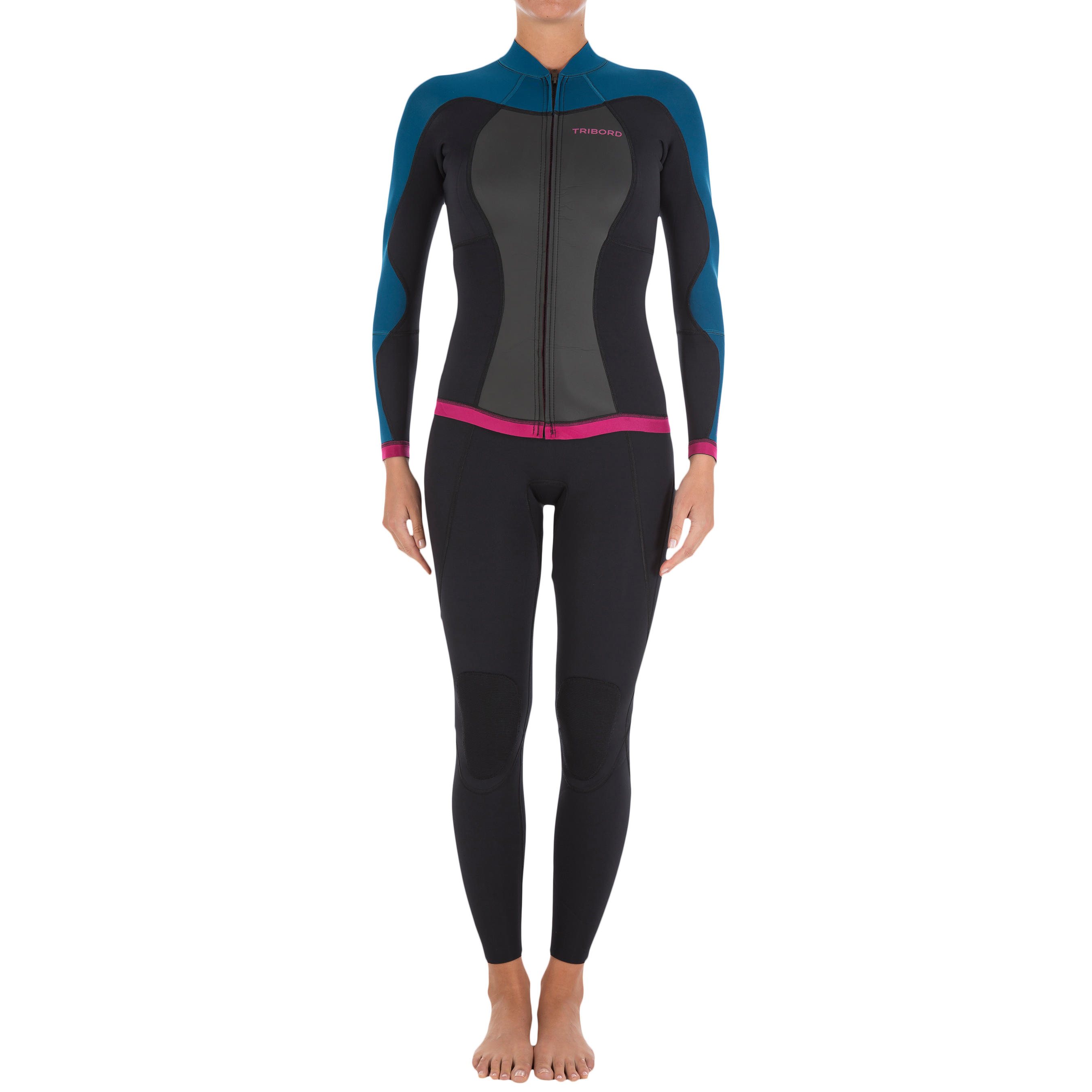 500 Women's Long Jane Tank Top Wetsuit - Blue/Pink 11/21