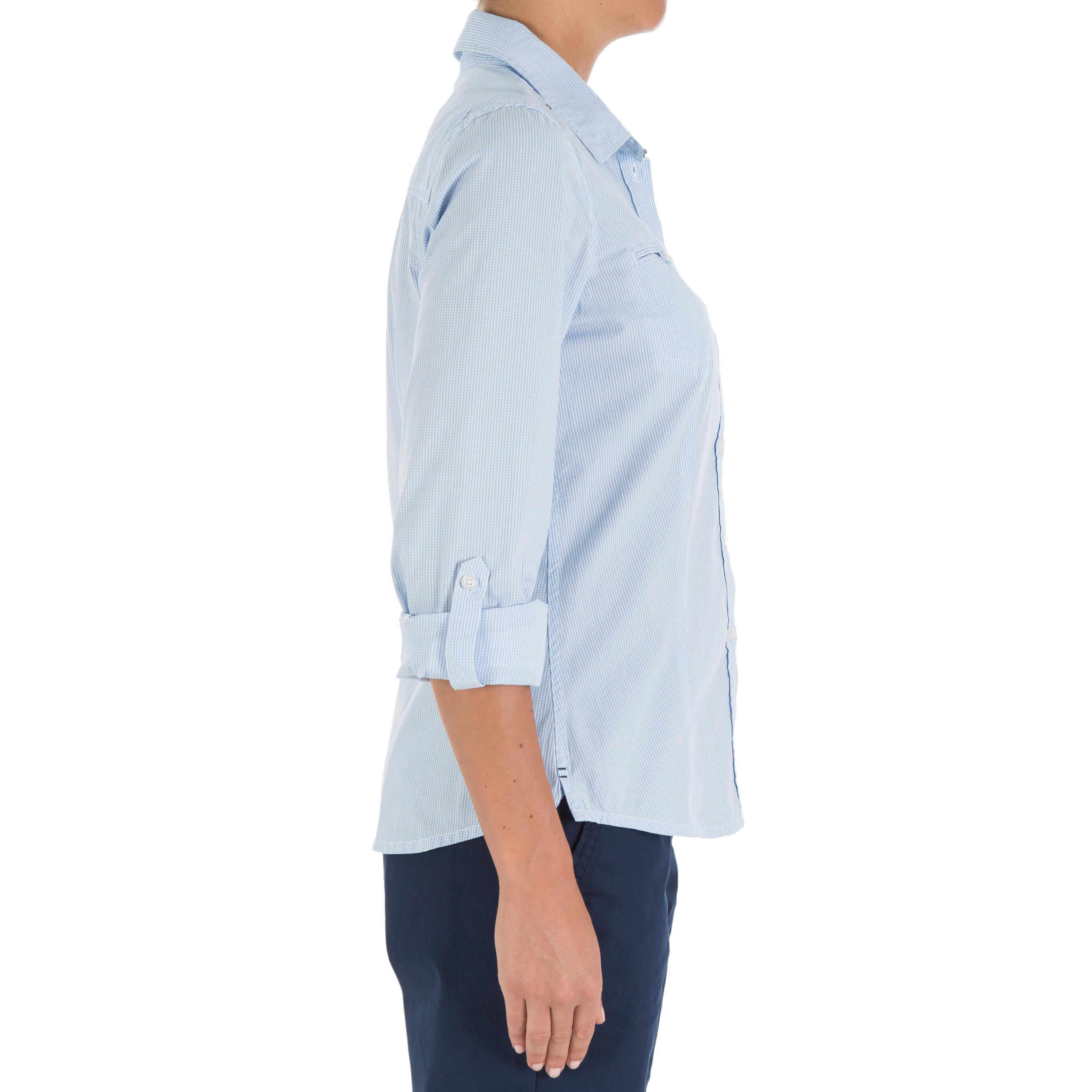 100 Women's Sailing Shirt - Blue 4/8