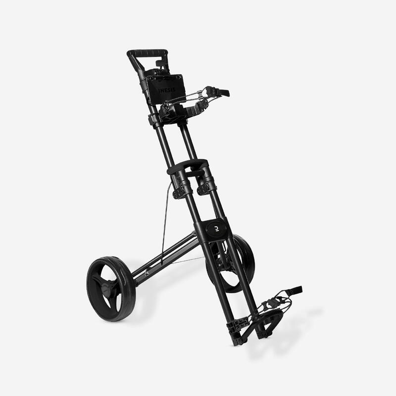 Compacte tweewiel golftrolley zwart