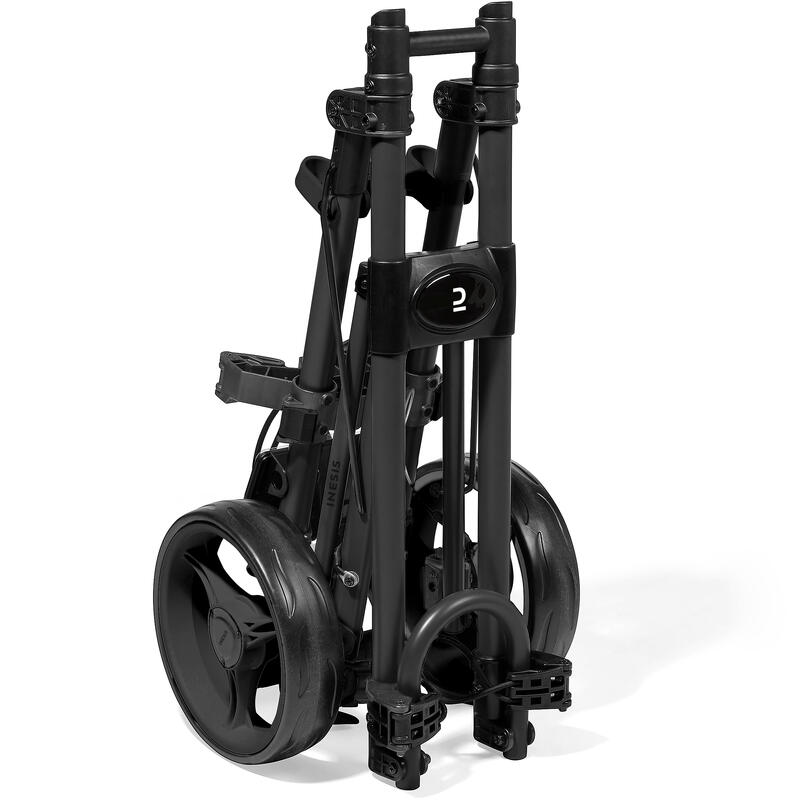 Compacte tweewiel golftrolley zwart