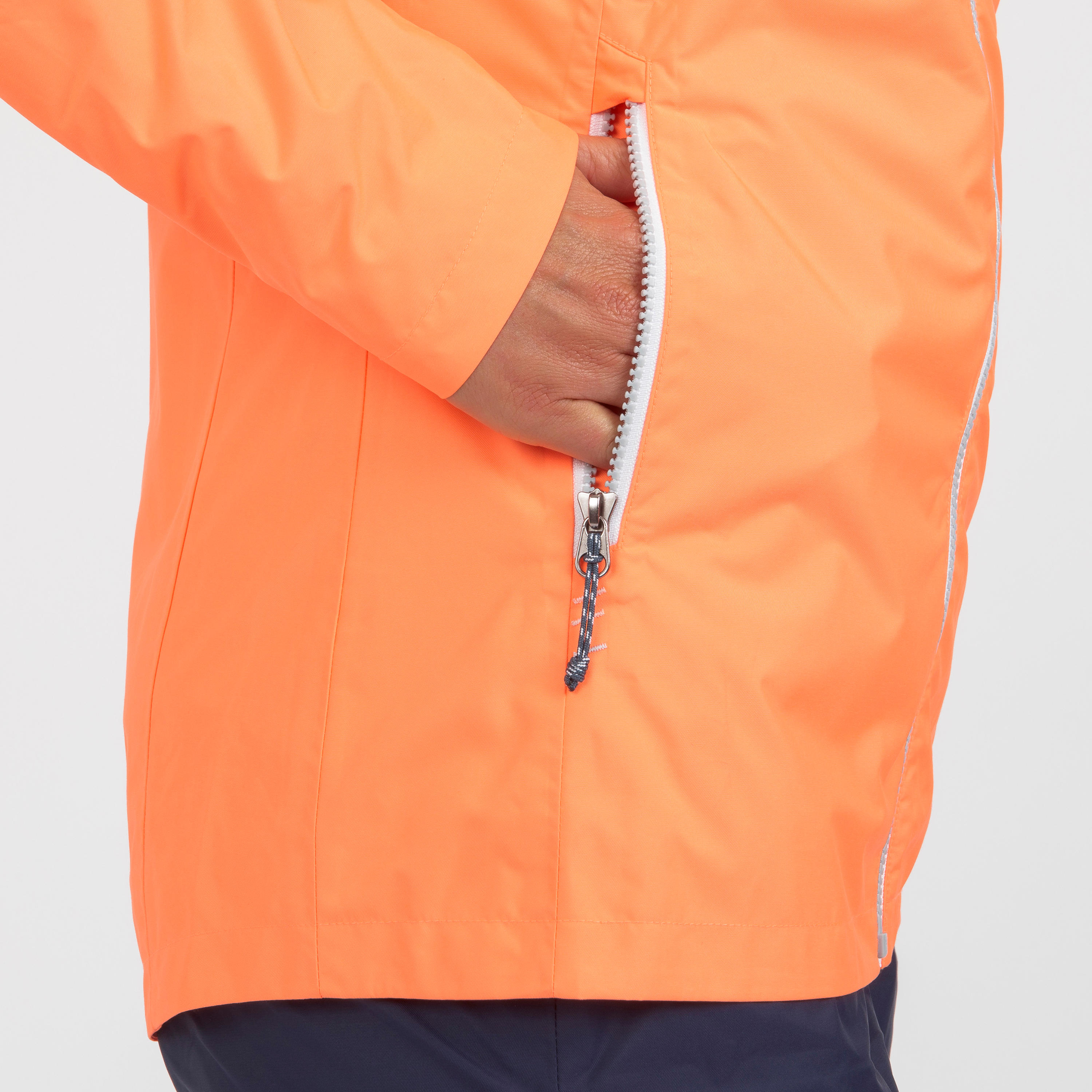 Women’s waterproof and windproof sailing jacket, 100 neon coral 8/9