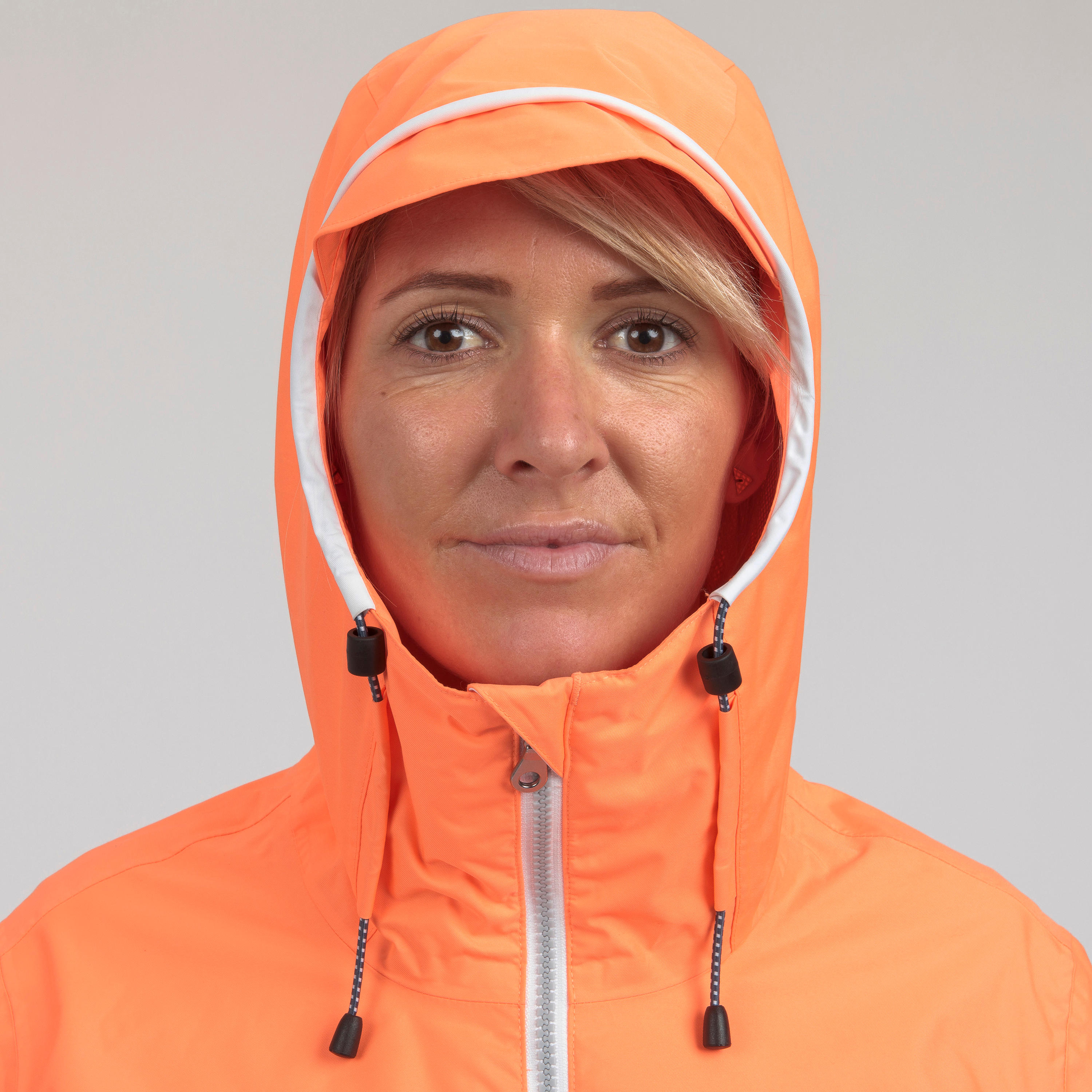 Women’s waterproof and windproof sailing jacket, 100 neon coral 5/9