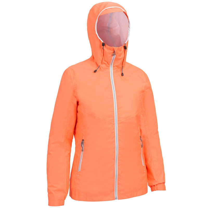CRUISING RAINY WEATHER WOMAN CLOTHES Sailing - Sailing 100 W Jacket NeonCoral TRIBORD - Sailing Clothing