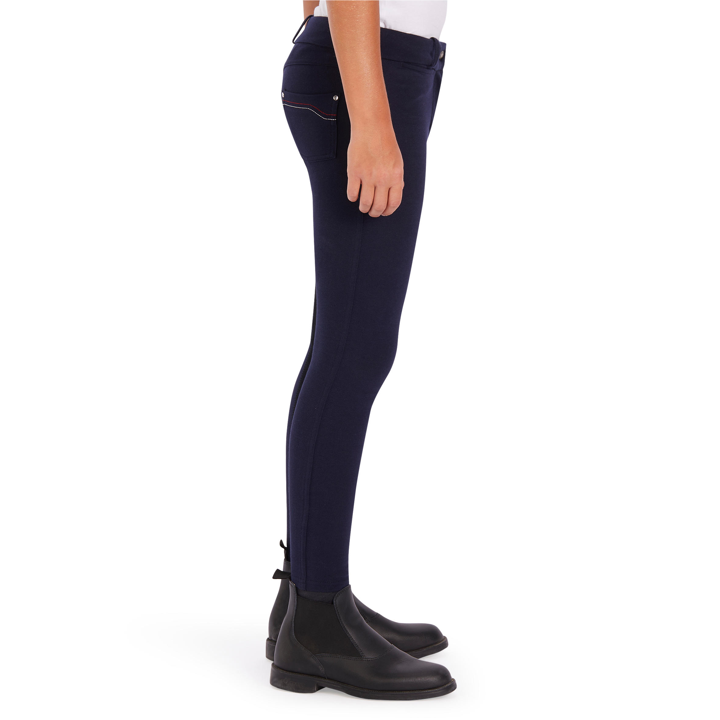 180 Kids' Full Seat Horse Riding Jodhpurs - Navy 4/13