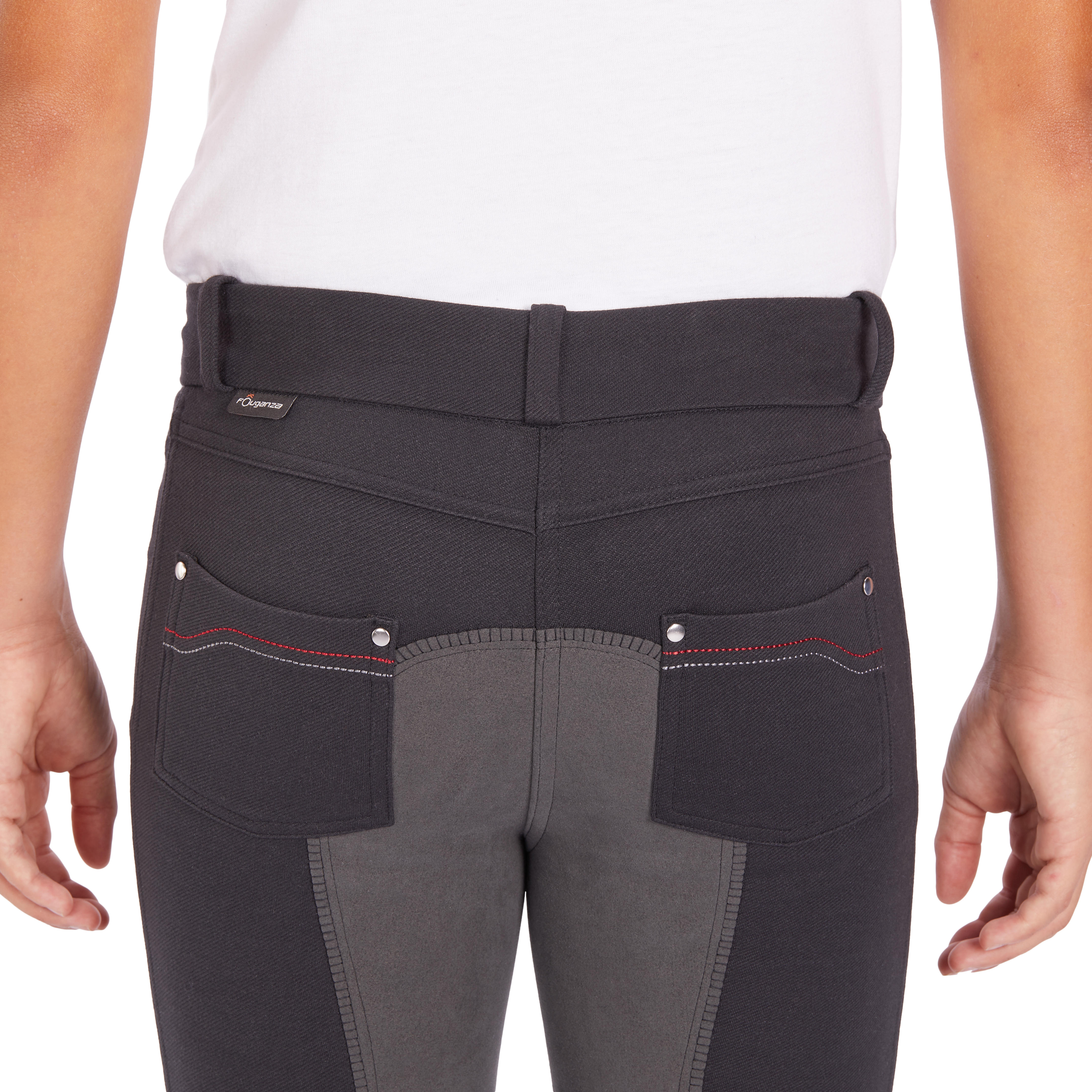 Бриджи детские с полной замшевой леей 180 FULLSEAT черные FOUGANZA