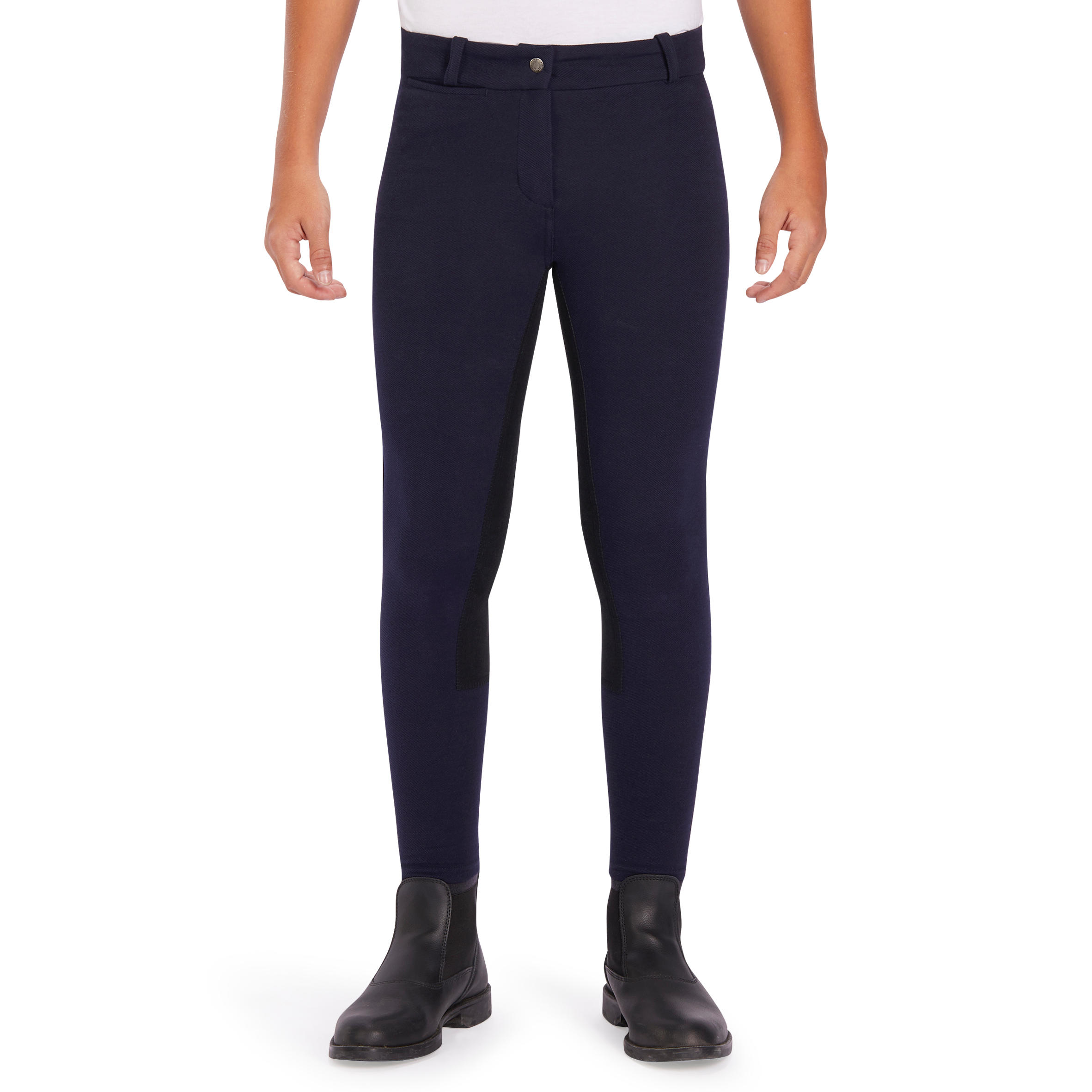 180 Kids' Full Seat Horse Riding Jodhpurs - Navy 3/13
