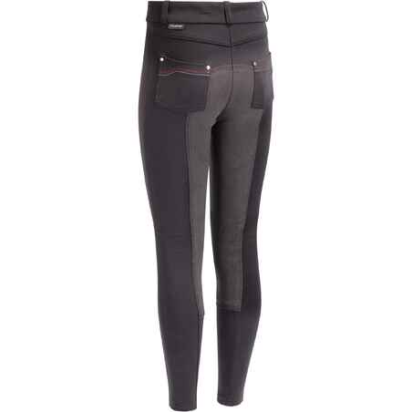 Kids' Full Seat Horse Riding Jodhpurs 180 - Black