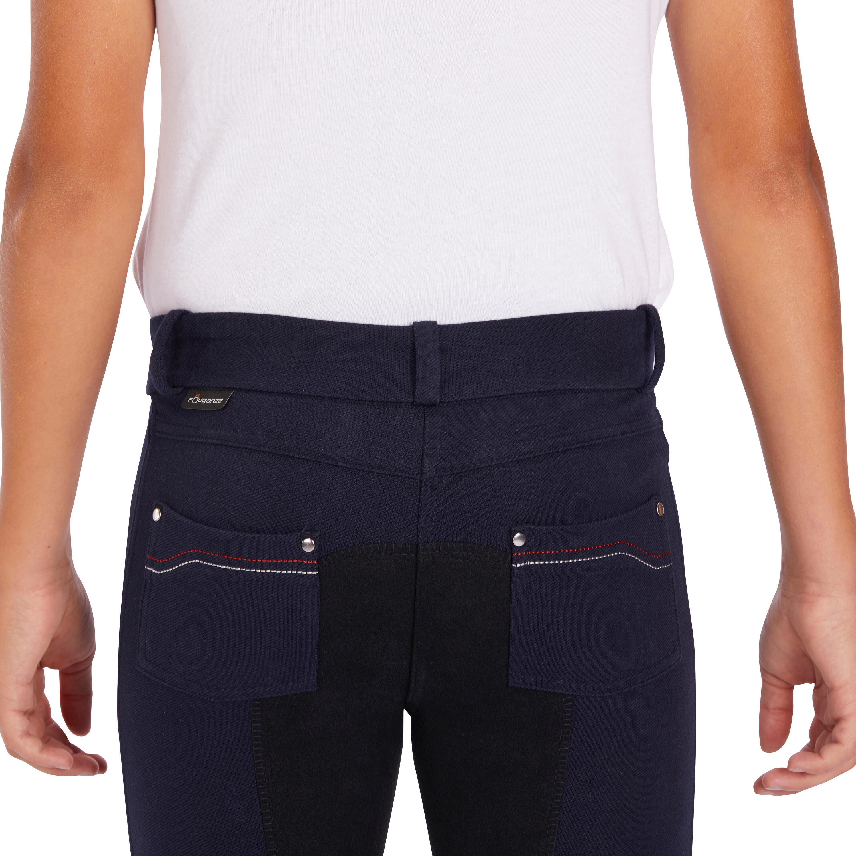 180 Kids' Full Seat Horse Riding Jodhpurs - Navy 7/13