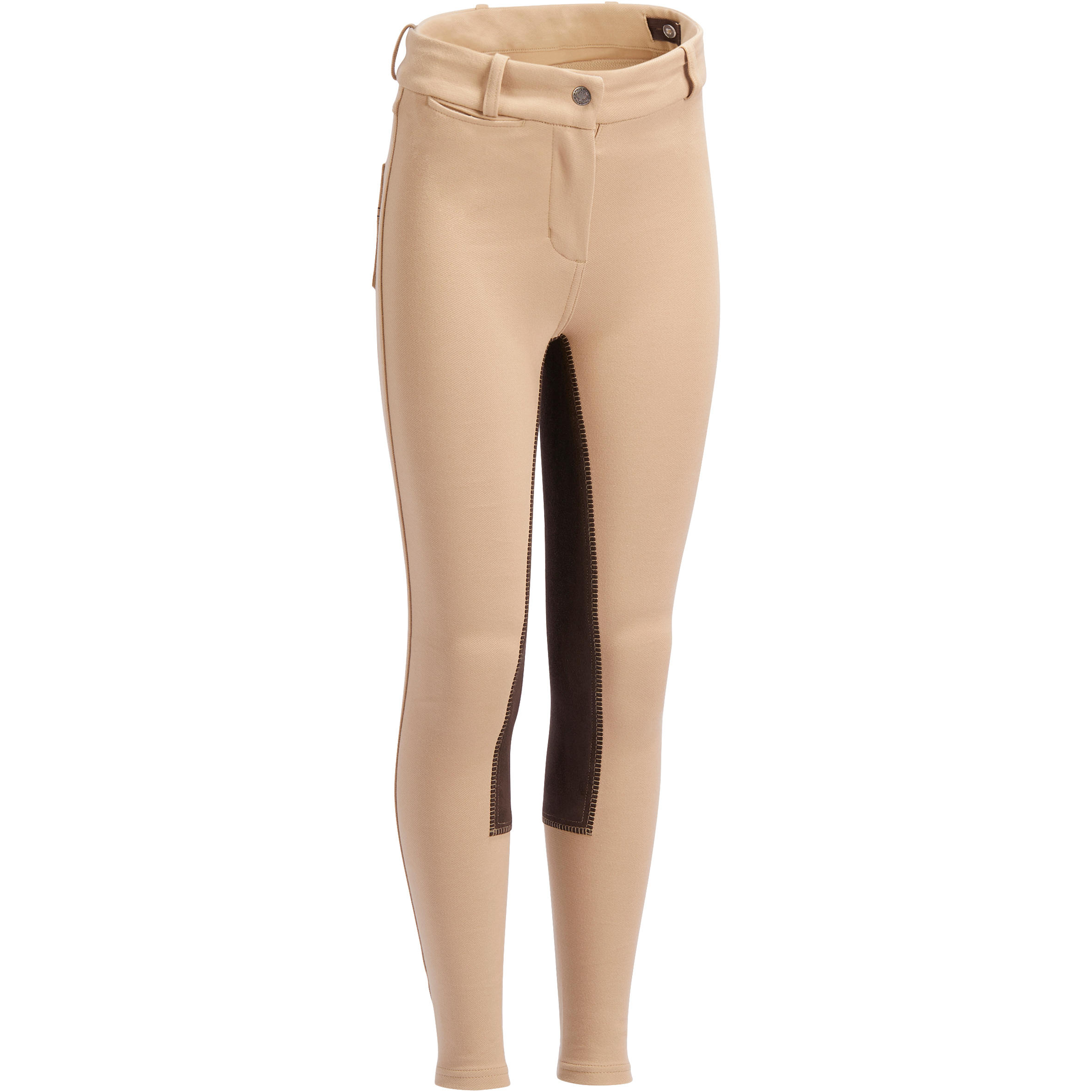 180 Fullseat Kids' Full Seat Horse Riding Jodhpurs - Beige/Brown 1/12