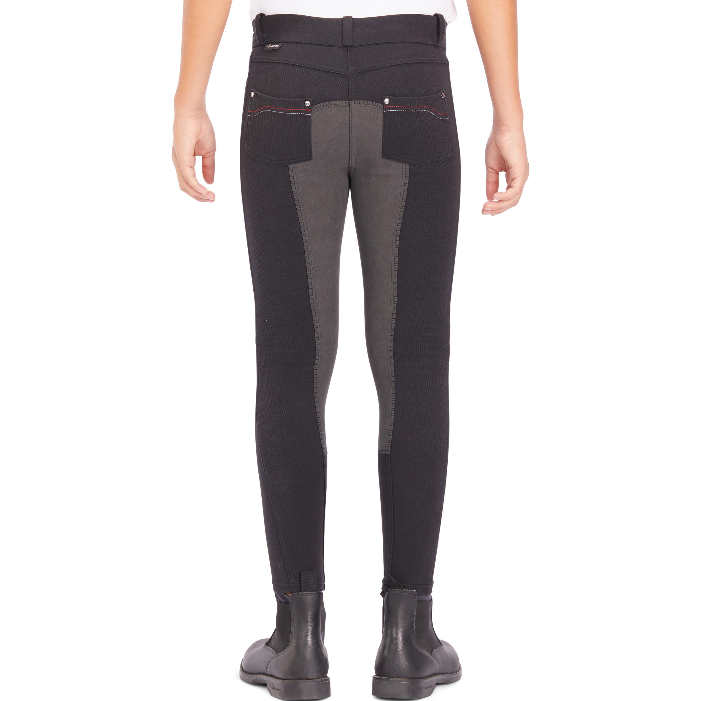 Бриджи детские с полной замшевой леей 180 FULLSEAT черные FOUGANZA