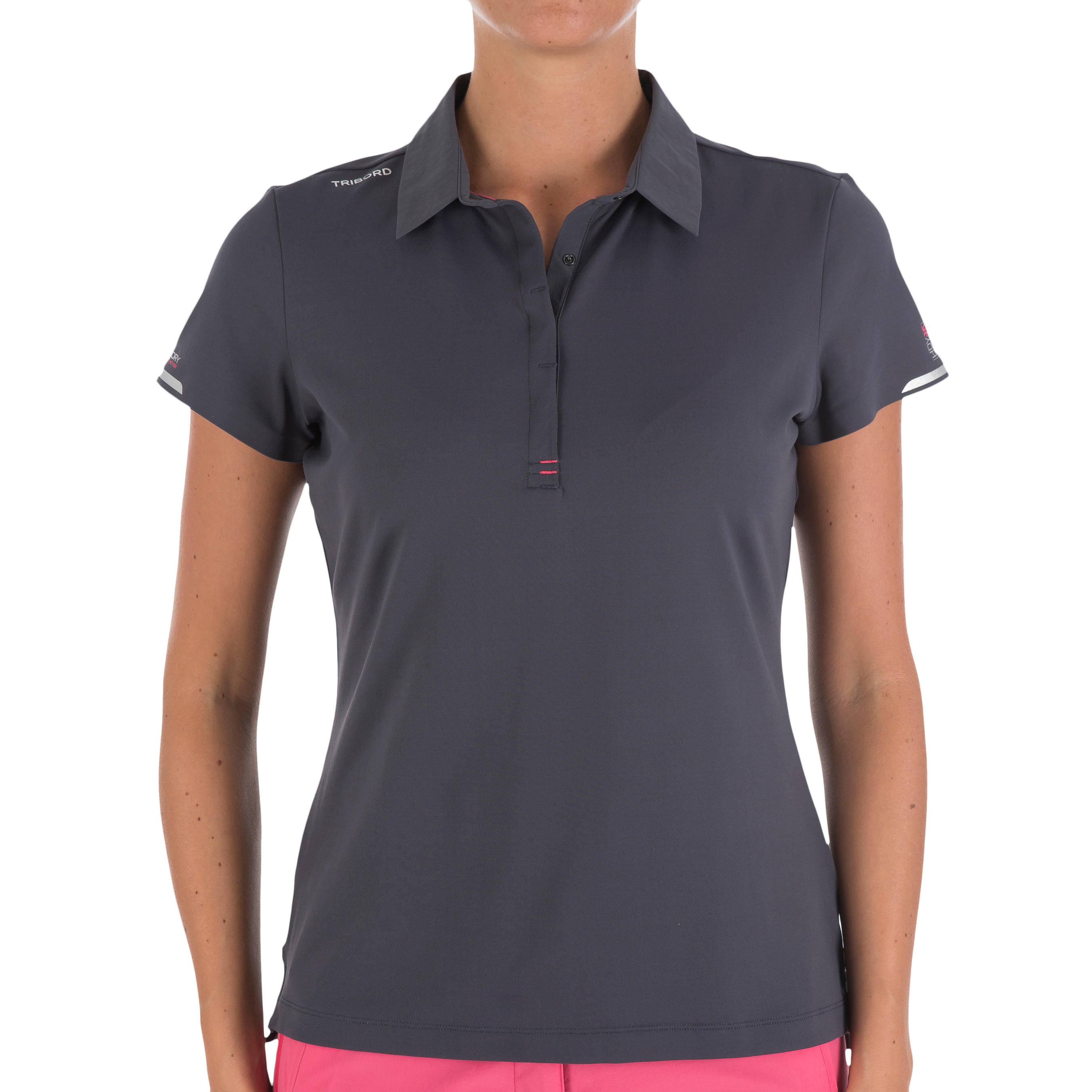 Women’s Race short-sleeved sailing polo shirt dark grey 2/9