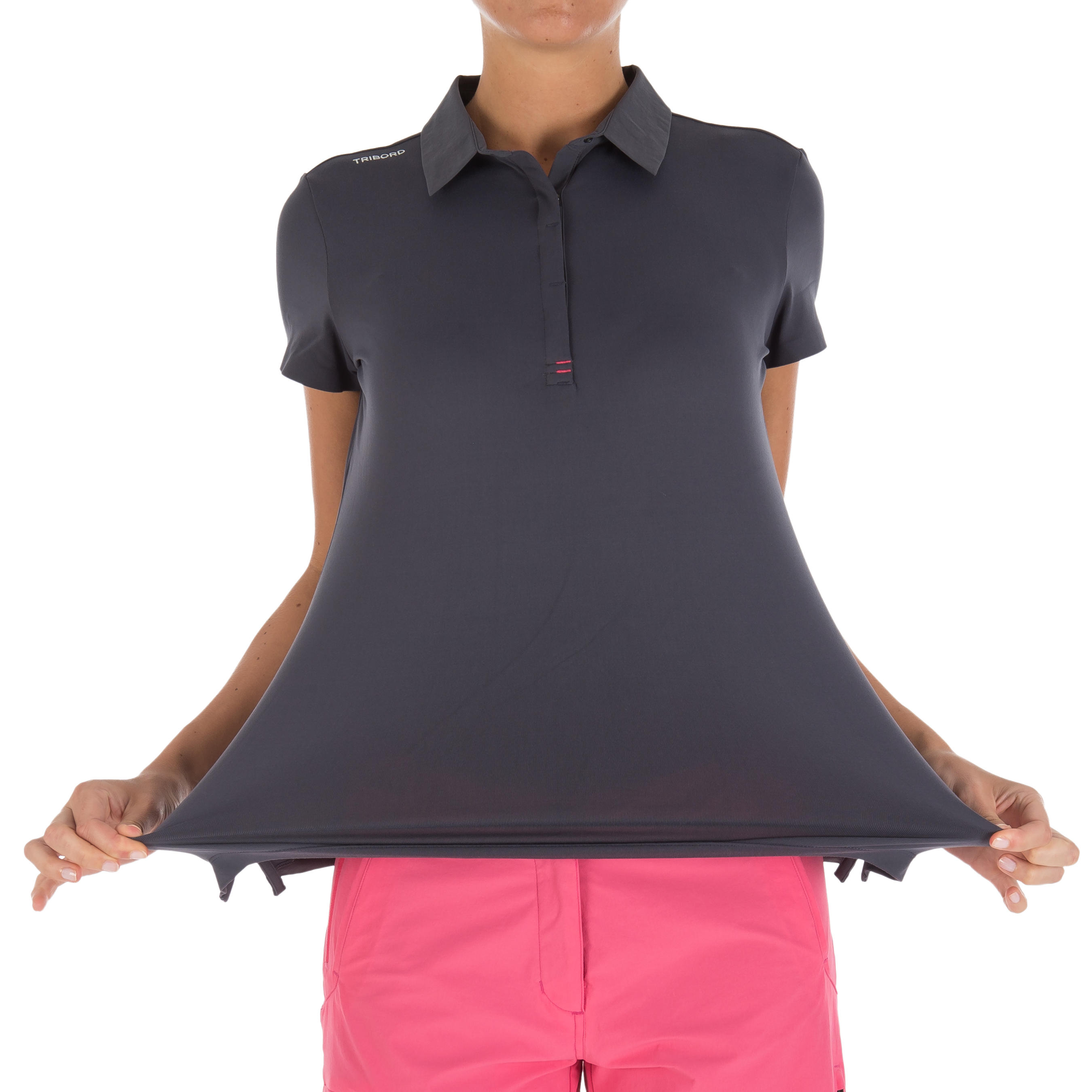 Women’s Race short-sleeved sailing polo shirt dark grey 3/9