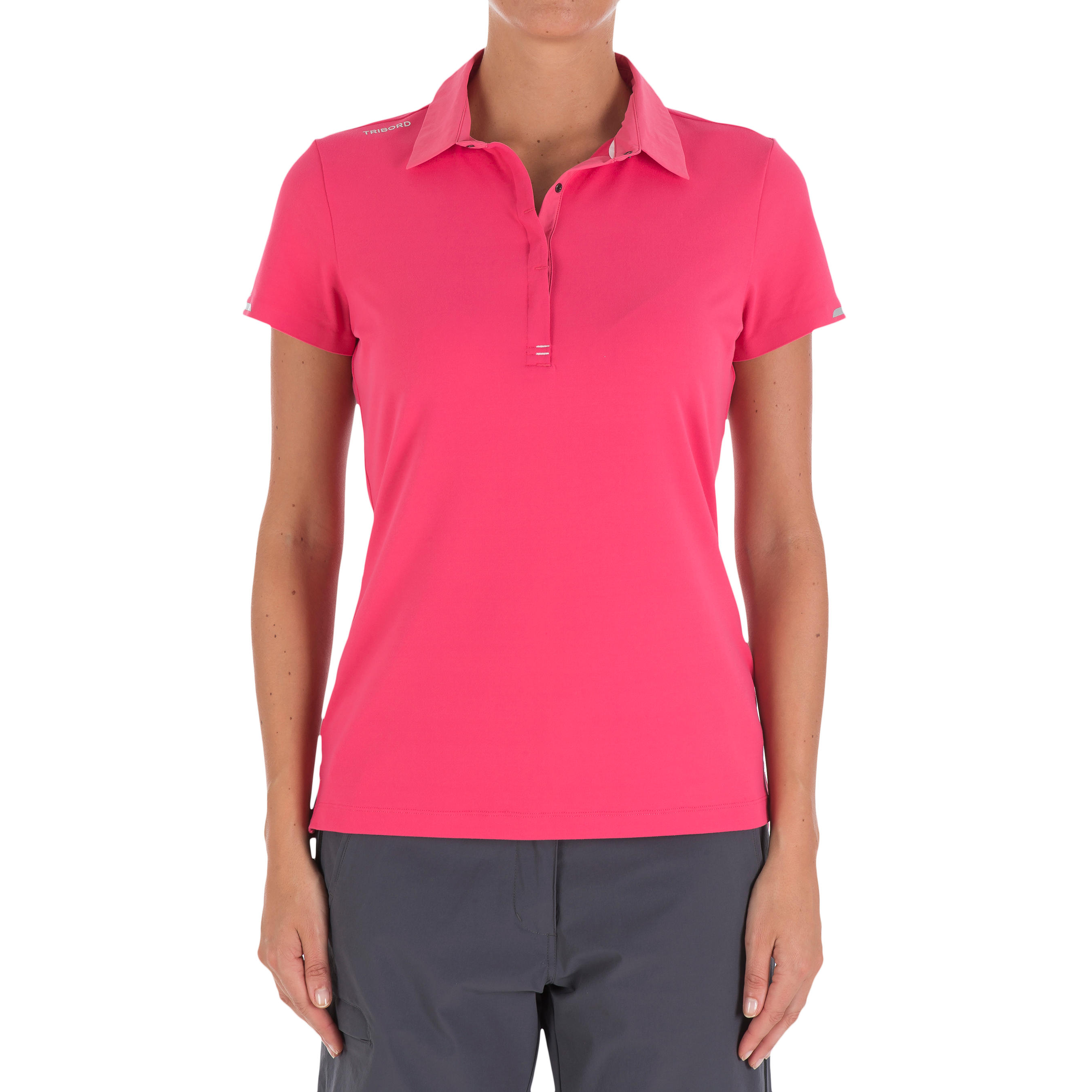 Women's Race short-sleeved sailing polo shirt pink 2/8