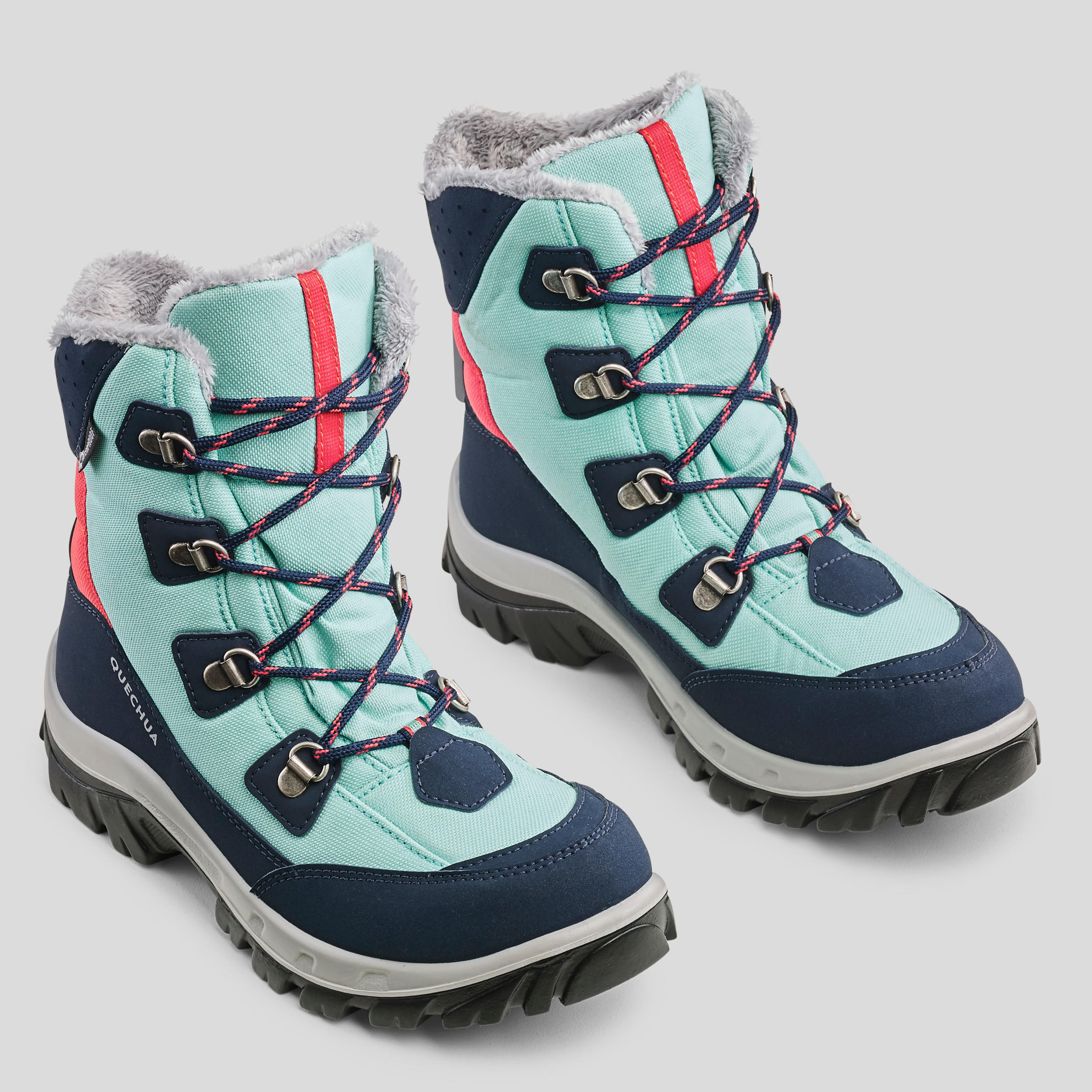 Warme en waterdichte wandelschoenen kinderen SH500 hoog veters zwart maat 30 38