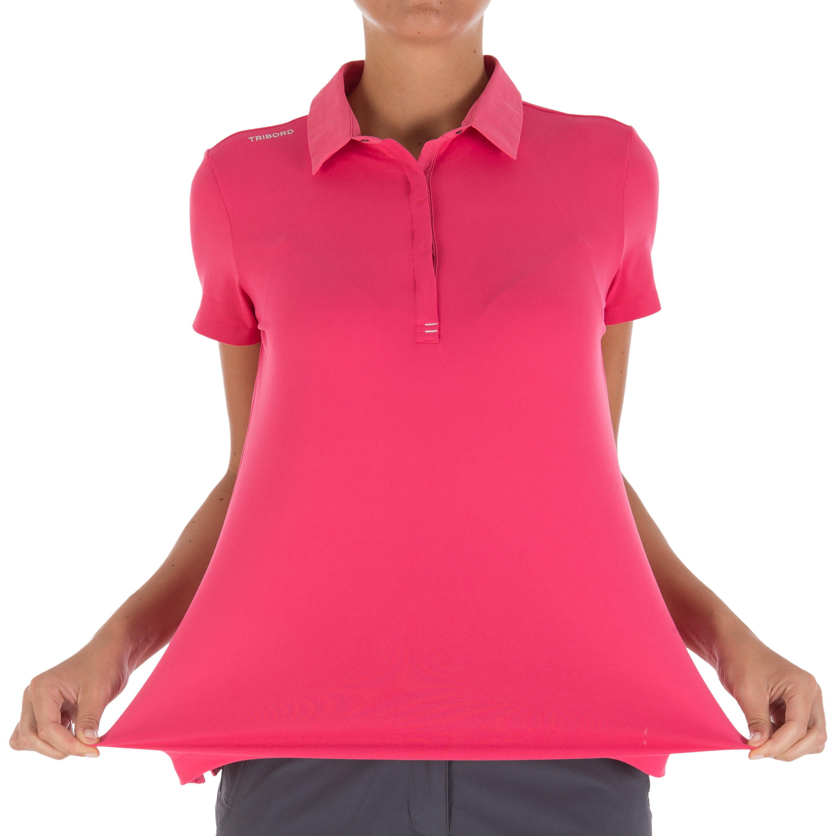 Women's Race short-sleeved sailing polo shirt pink 3/8