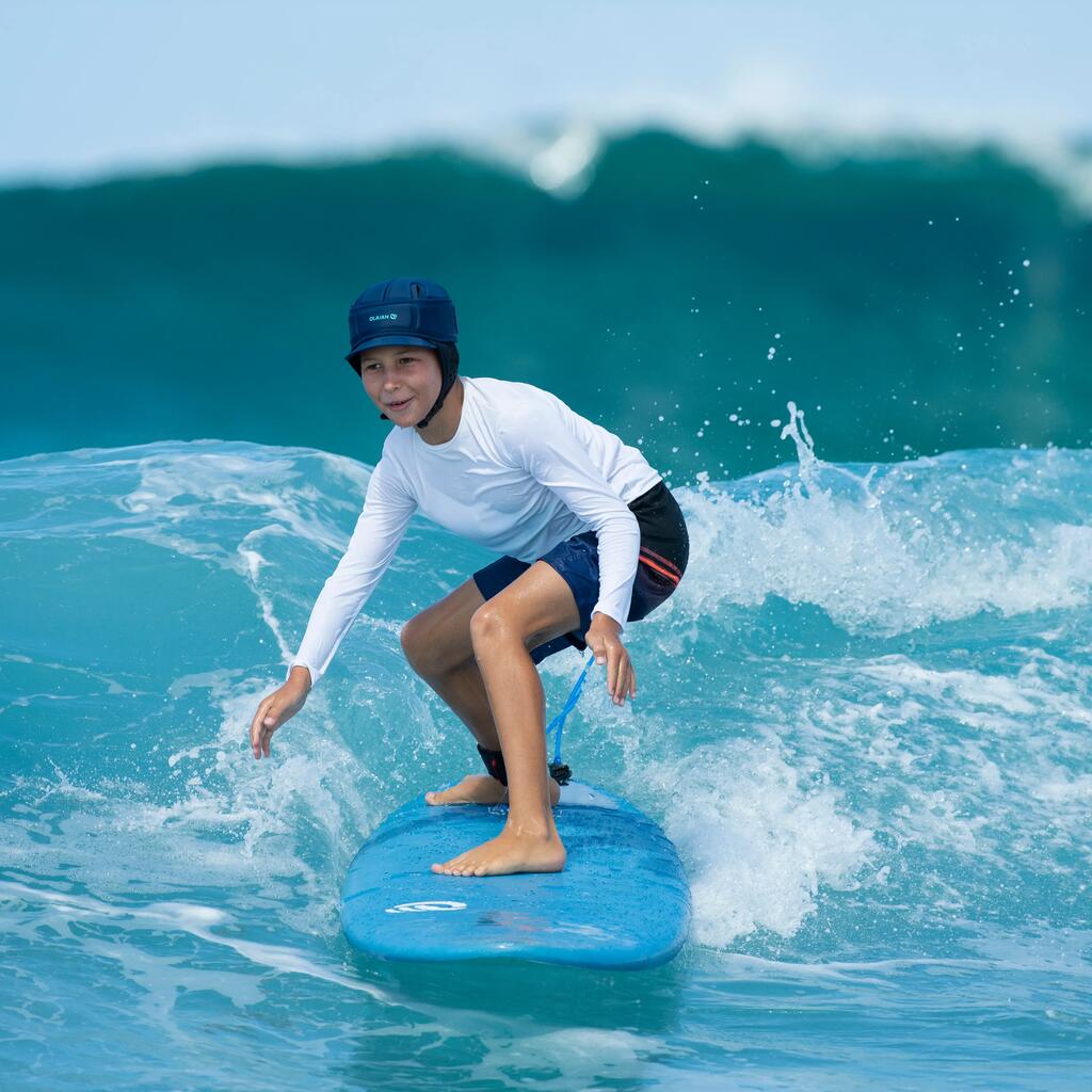 Lange Boardshorts Surfen 500 Tween Light Kinder rot