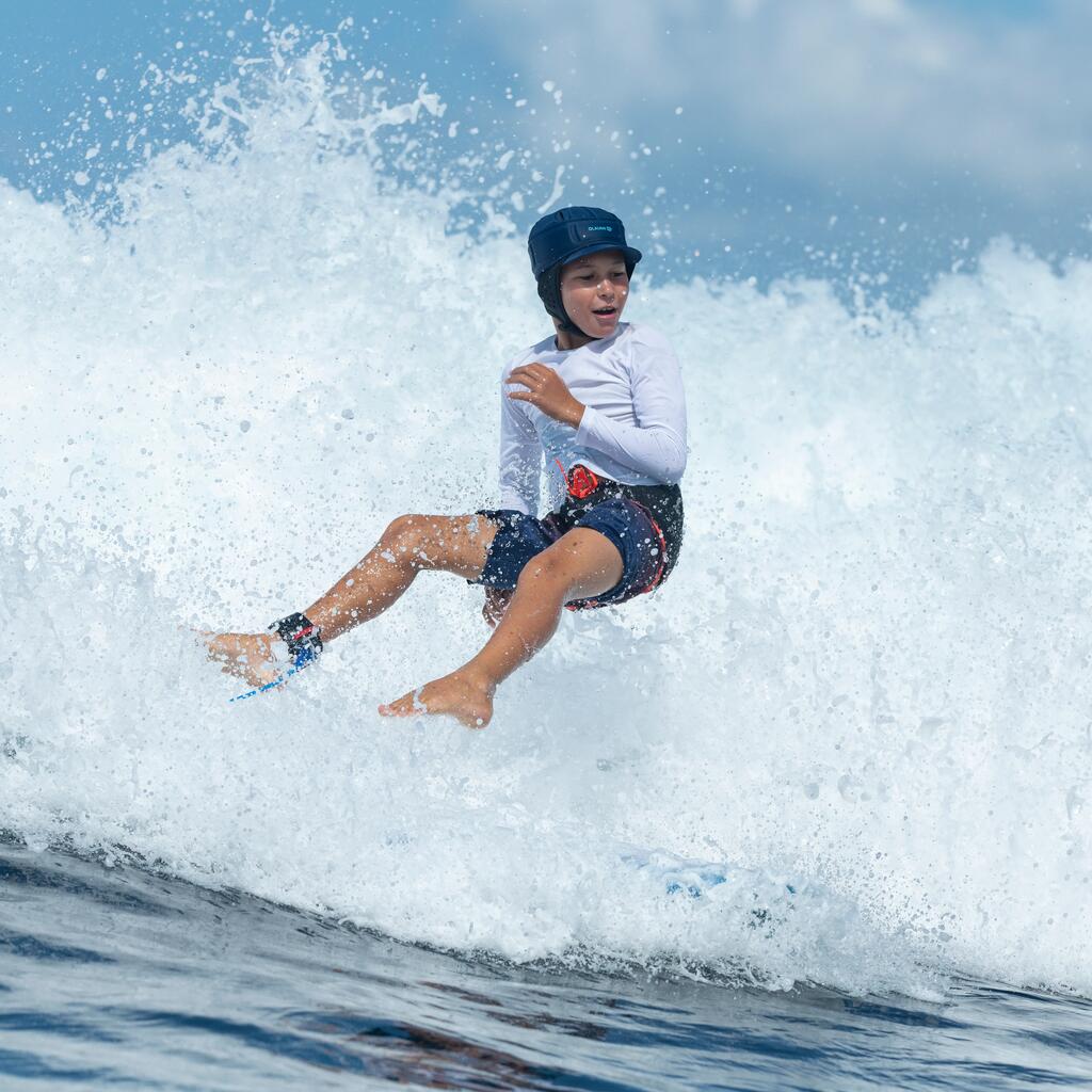 Lange Boardshorts Surfen 500 Tween Light Kinder rot