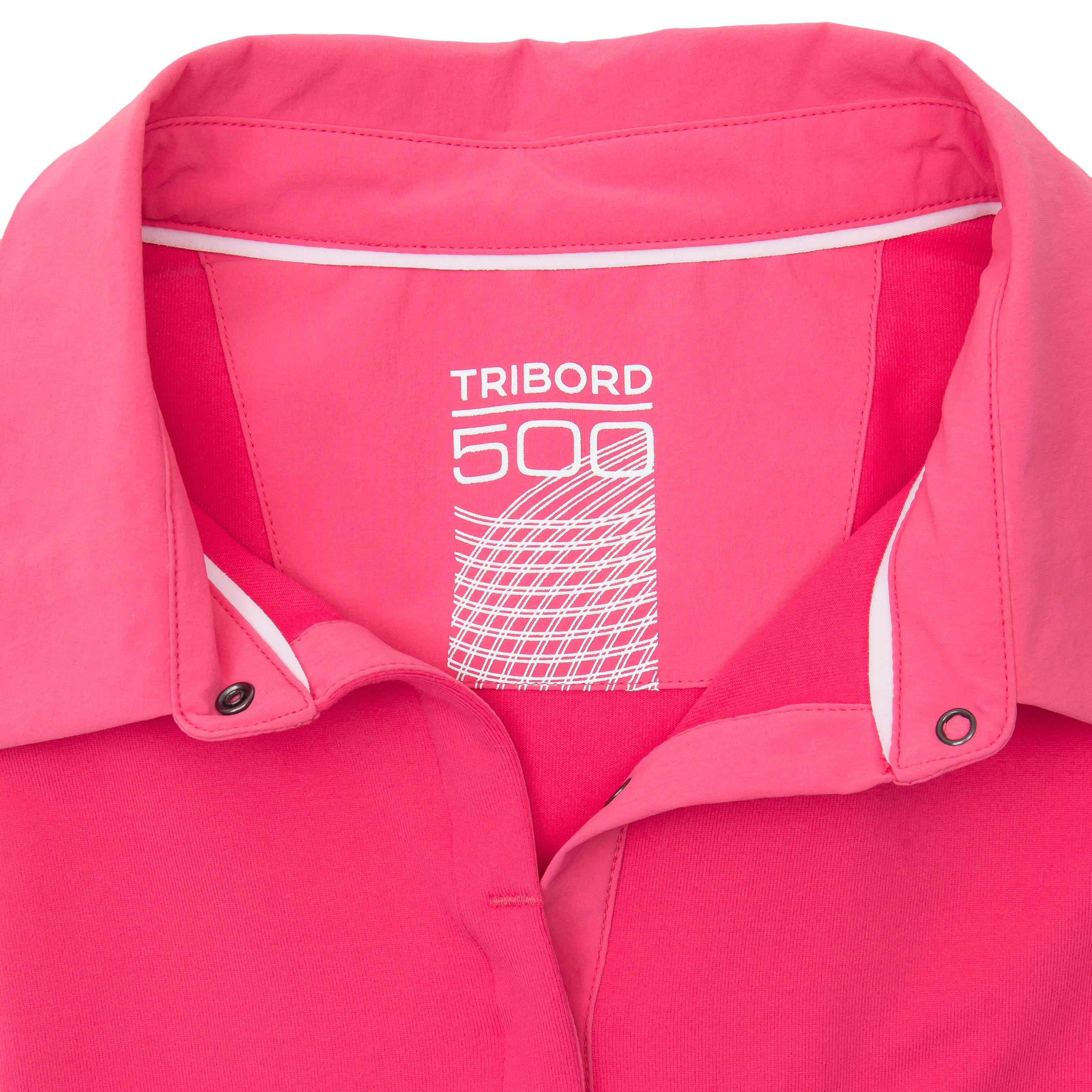 Women's Race short-sleeved sailing polo shirt pink 7/8