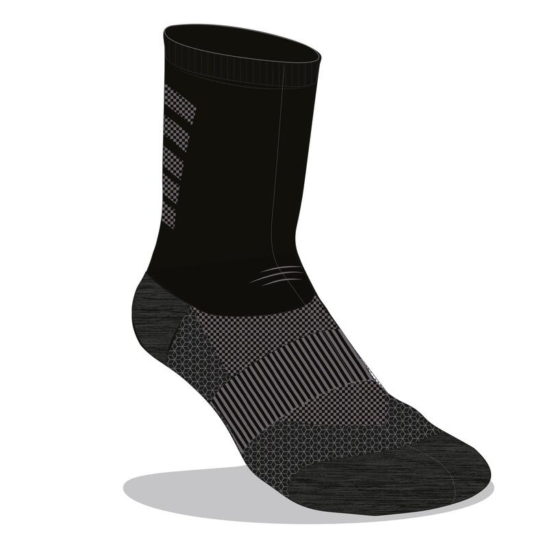 CHAUSSETTES DE RUNNING RUN900 MI-MOLLET LAINE MERINOS NOIRES