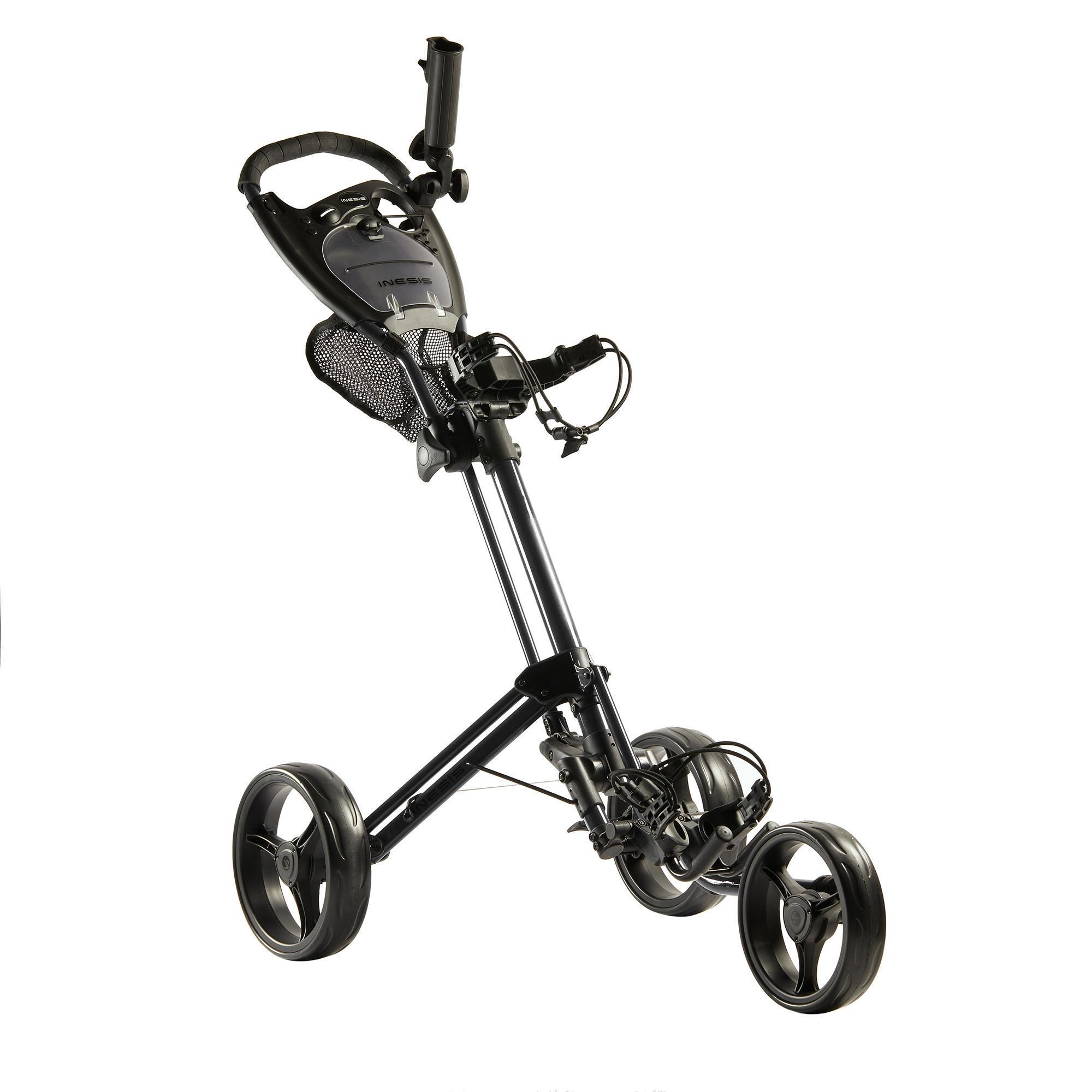 3-WHEEL GOLF TROLLEY COMPACT WHITE WITH 