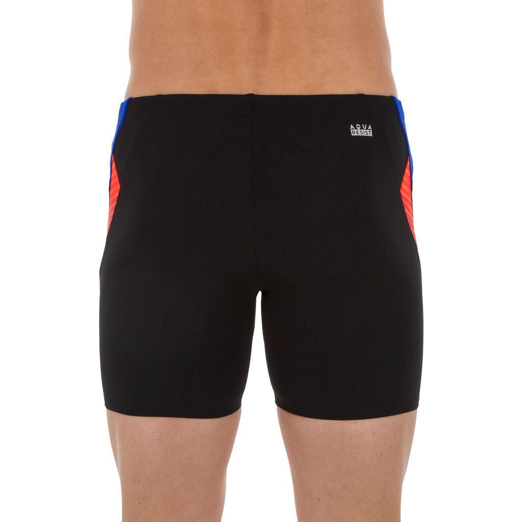 Badehose Boxer Long Herren türkis/schwarz/orange