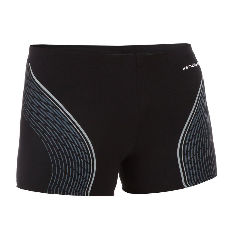 Bañador Bóxer Natación 500 Fit Dash Hombre Negro Gris