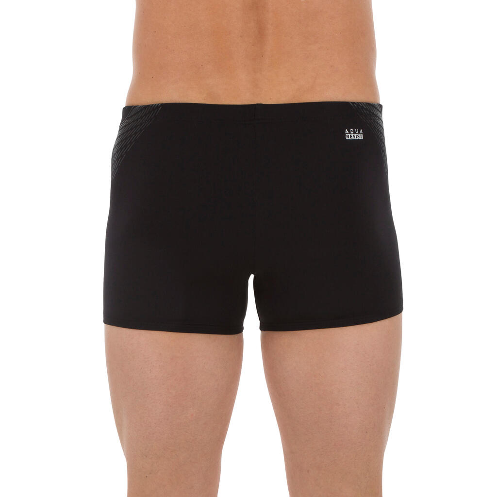 MAILLOT DE BAIN HOMME BOXER 500 FIT NOIR DASH GRIS