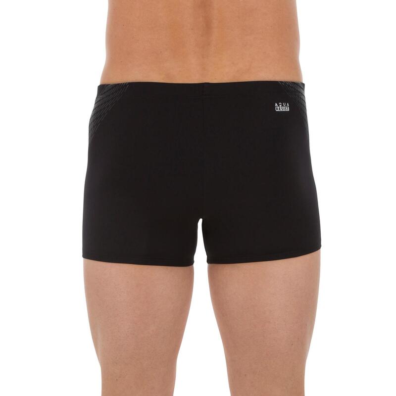 Badehose Boxer 500 Fit Herren Dash schwarz/grau